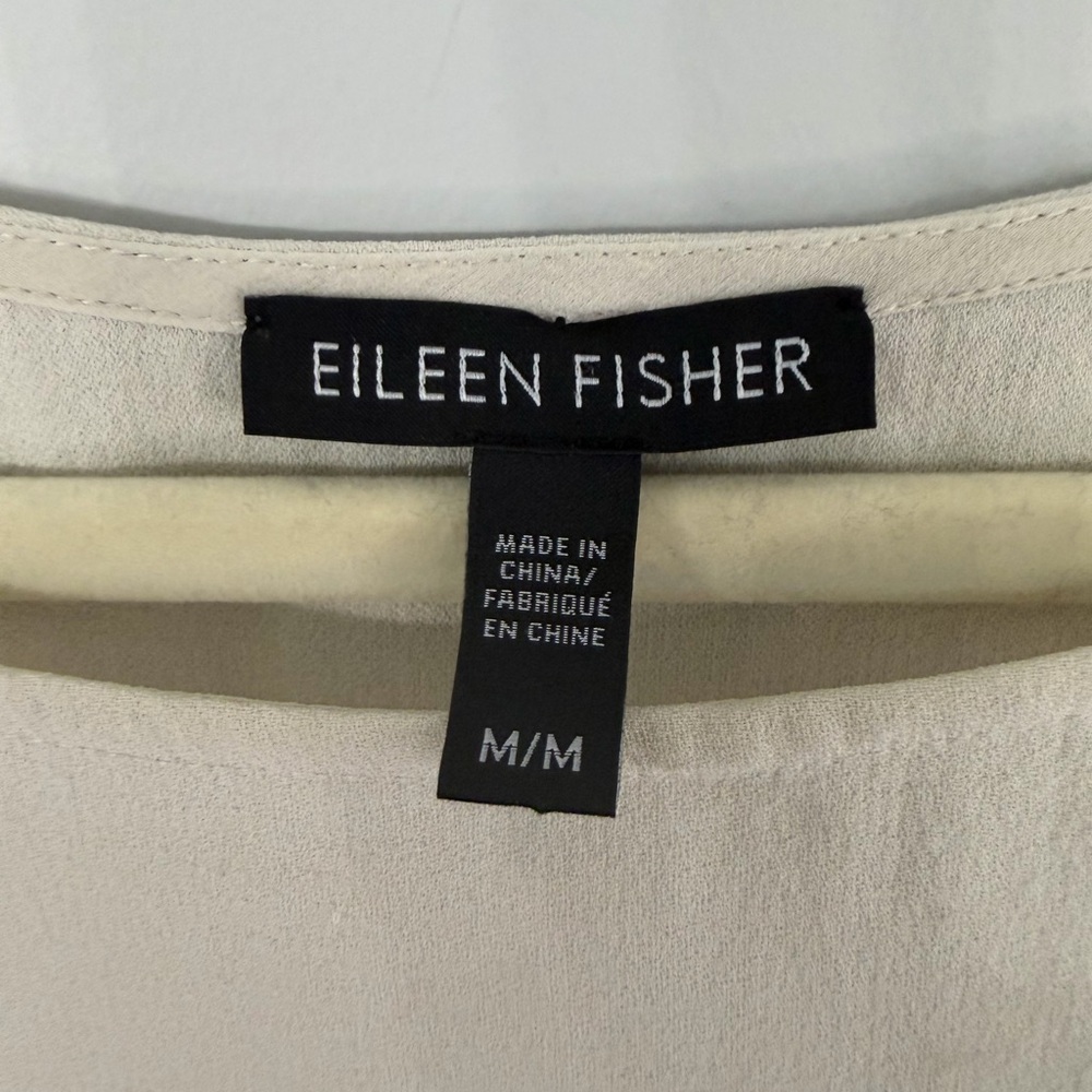 Eileen Fisher Women’s Medium Off-White Cream 100% Silk Sleeveless Hi Lo Blouse - Picture 2 of 6